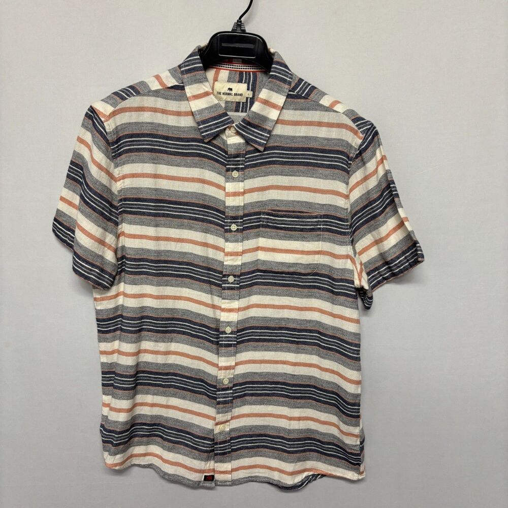 NWT The Normal Brand Men Freshwater Button Up Shirt Size Large Stripes D134 -15